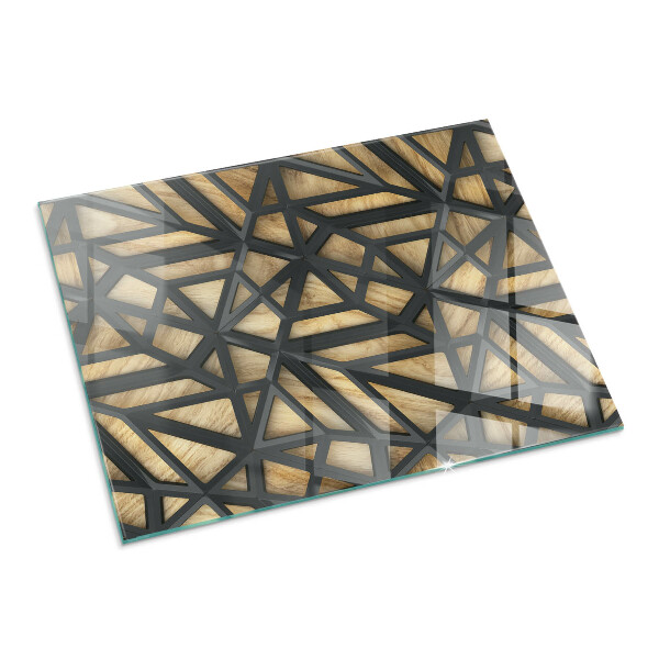 Obdélníkové sklo pod krbová kamna Moderní tvary s dřevěným akcentem