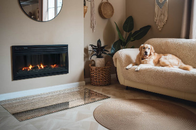 Obdélníkové sklo pod krbová kamna Dřevěná textura v přírodním stylu