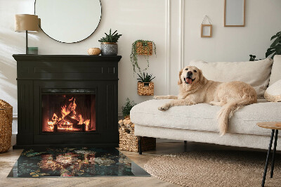 Obdélníková skleněná podložka pod kamna Květinový motiv s motýly