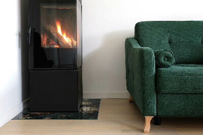 Obdélníková skleněná podložka pod kamna Květinový motiv s motýly