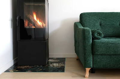 Obdélníková skleněná podložka pod kamna Květinový motiv s motýly