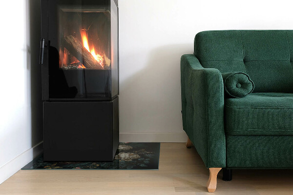 Obdélníková skleněná podložka pod kamna Květinový motiv s motýly