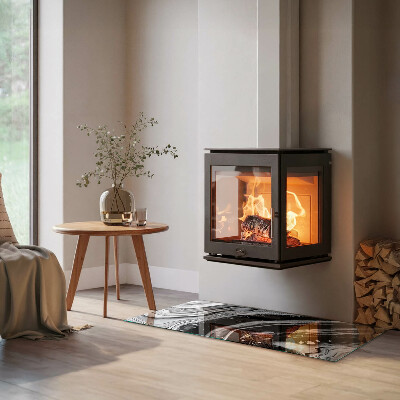 Obdélníková podložka před krb Abstraktní vlnité a lineární vzory