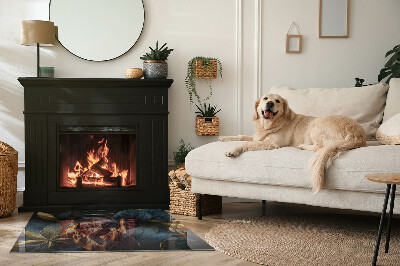 Obdélníková skleněná podložka pod kamna Stylové listy ve struktuře