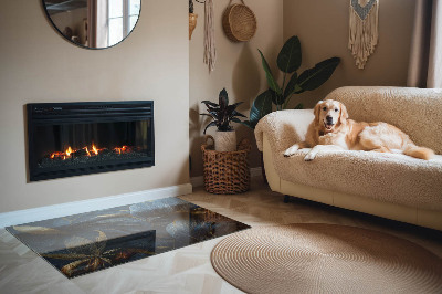 Obdélníková skleněná podložka pod kamna Stylové listy ve struktuře