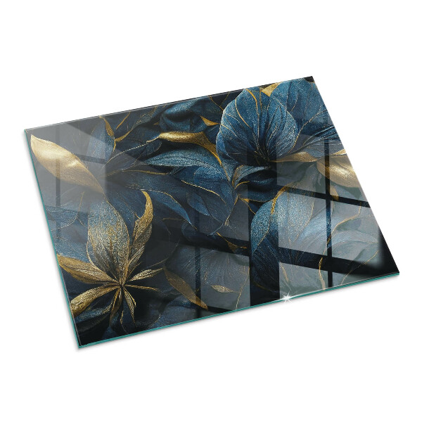 Obdélníková skleněná podložka pod kamna Stylové listy ve struktuře