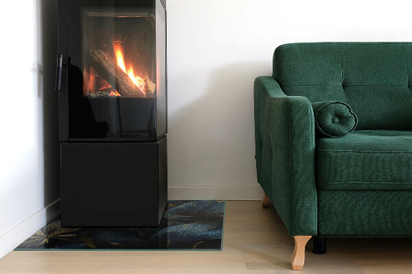 Obdélníková skleněná podložka pod kamna Stylové listy ve struktuře