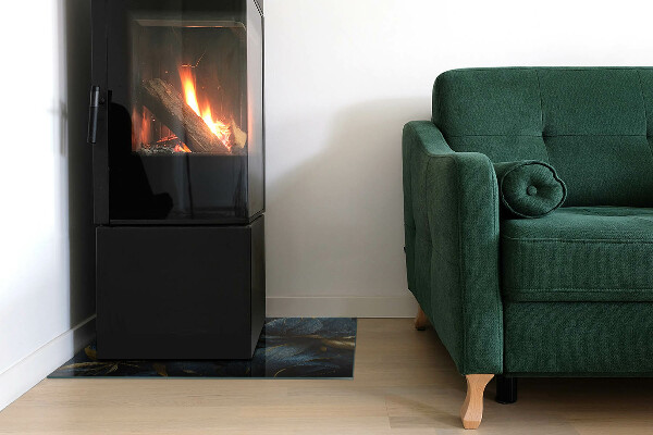 Obdélníková skleněná podložka pod kamna Stylové listy ve struktuře