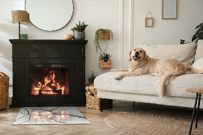 Obdélníkové sklo pod krbová kamna Mramorové žíly v elegantním stylu