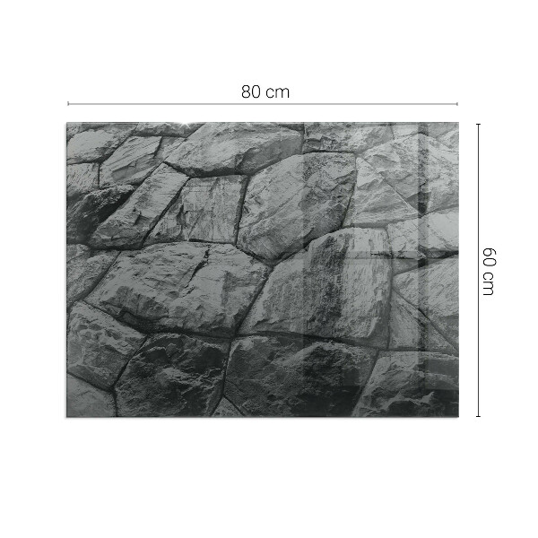 Obdélníková skleněná podložka pod kamna Kamenný styl v přírodní verzi