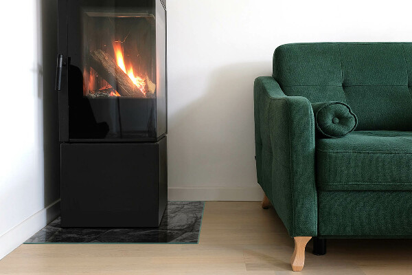 Obdélníková skleněná podložka pod kamna Kamenný styl v přírodní verzi