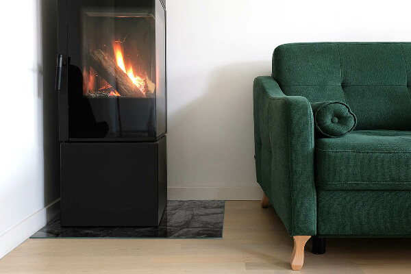 Obdélníková skleněná podložka pod kamna Kamenný styl v přírodní verzi