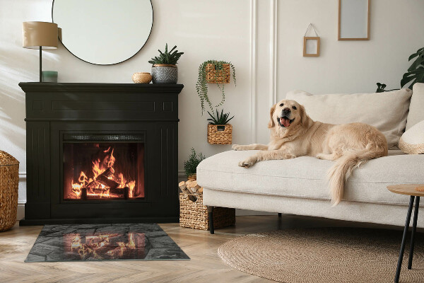 Obdélníková skleněná podložka pod kamna Kamenný styl v přírodní verzi