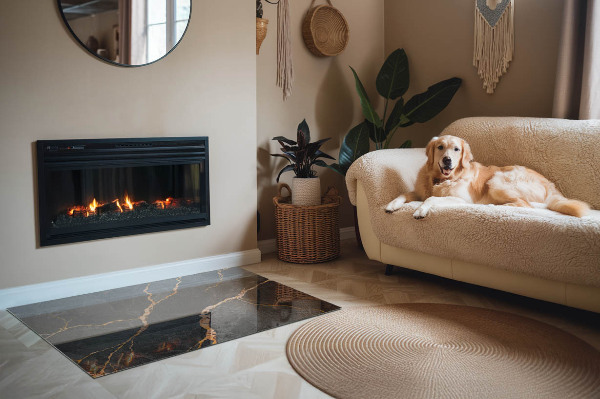 Obdélníková podložka před krb Mramorový styl s jemným žilkováním