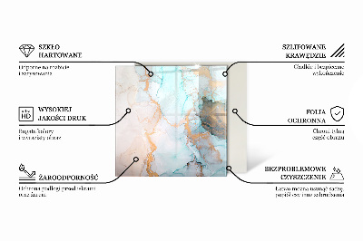 Obdélníková skleněná podložka pod kamna Abstraktní mramorový motiv
