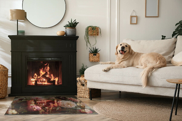 Obdélníková podložka před krb Květinový detail v plném květu