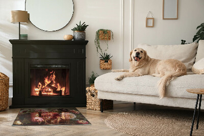 Obdélníková podložka před krb Květinový detail v plném květu