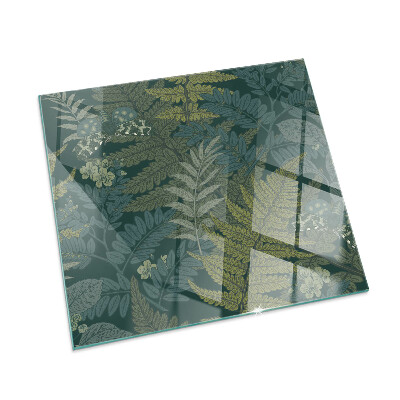 Obdélníkové sklo pod krbová kamna Rostlinné vzory s motýly