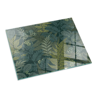 Obdélníkové sklo pod krbová kamna Rostlinné vzory s motýly