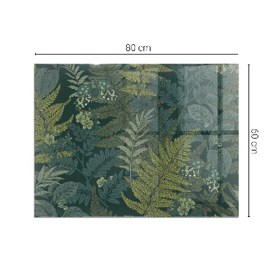 Obdélníkové sklo pod krbová kamna Rostlinné vzory s motýly