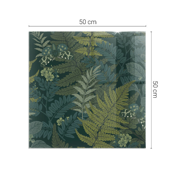 Obdélníkové sklo pod krbová kamna Rostlinné vzory s motýly