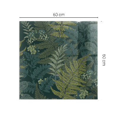 Obdélníkové sklo pod krbová kamna Rostlinné vzory s motýly