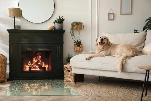 Obdélníková skleněná podložka pod kamna Tropické listy na pozadí