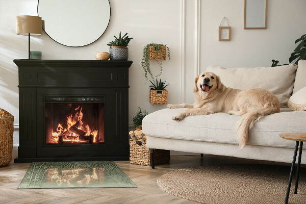 Obdélníková skleněná podložka pod kamna Tropické listy na pozadí