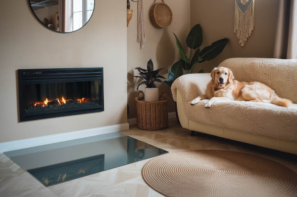 Obdélníkové sklo pod krbová kamna Barva moře