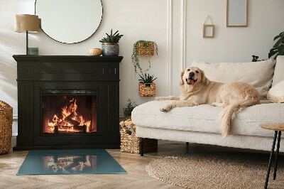 Obdélníkové sklo pod krbová kamna Barva moře