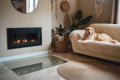 Obdélníková skleněná podložka pod kamna Olivová barva