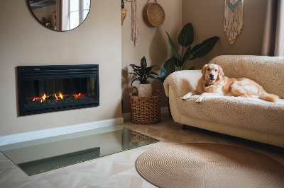 Obdélníková skleněná podložka pod kamna Olivová barva