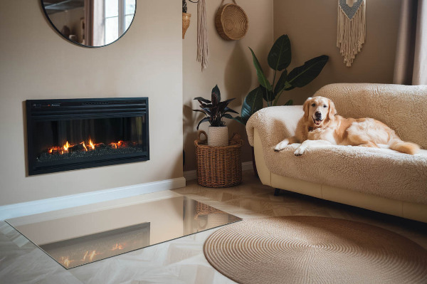 Obdélníkové sklo pod krbová kamna Barva béžová