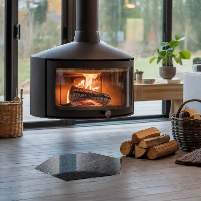 Šestihranné sklo pod kamna Vzor z přírodního kamene