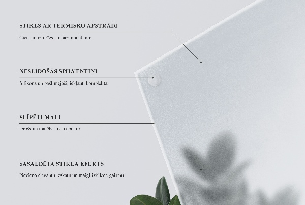 Čtvercová stolová deska Poloprůhledná