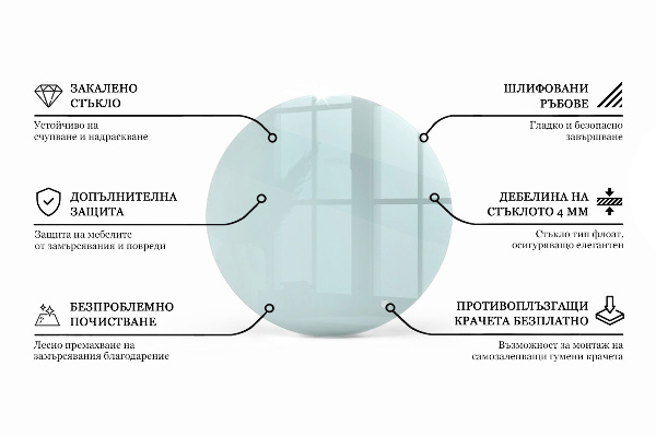 Pracovní deska z tvrzeného skla Průhledná
