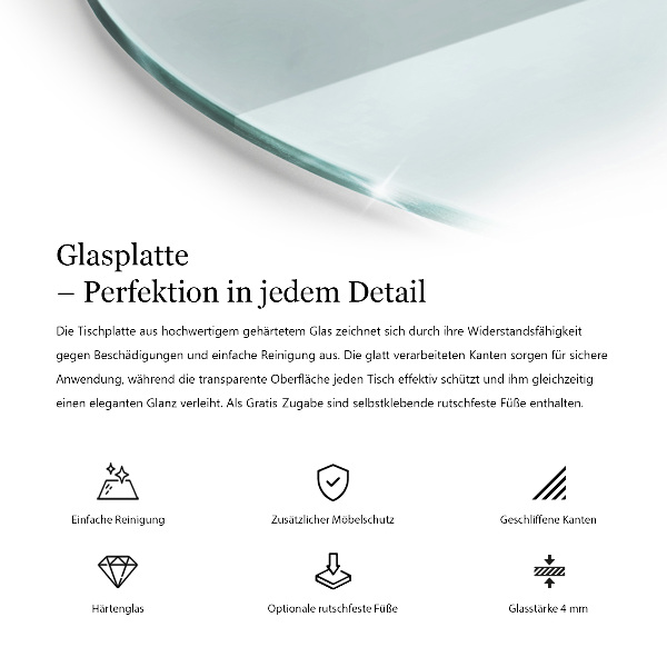 Pracovní deska z tvrzeného skla Průhledná