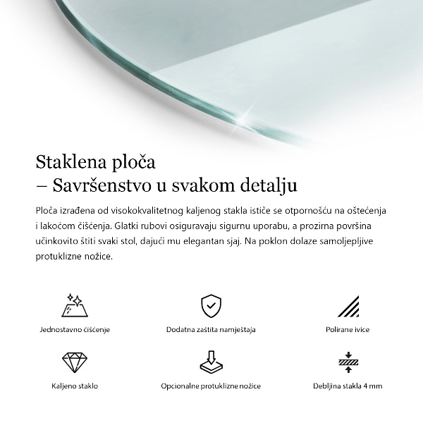 Pracovní deska z tvrzeného skla Průhledná