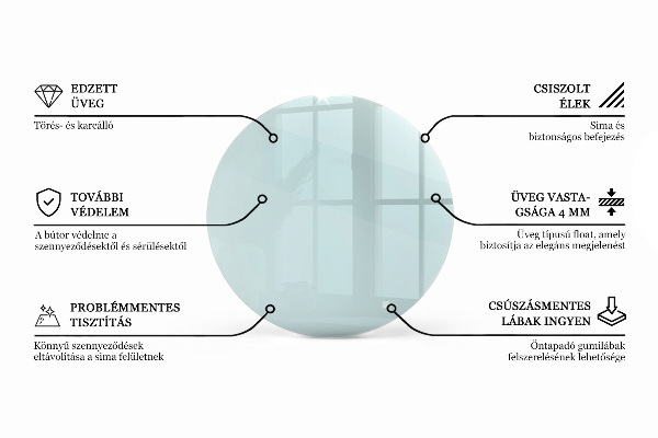 Pracovní deska z tvrzeného skla Průhledná