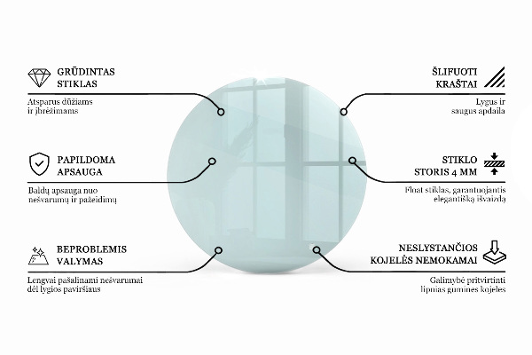 Pracovní deska z tvrzeného skla Průhledná