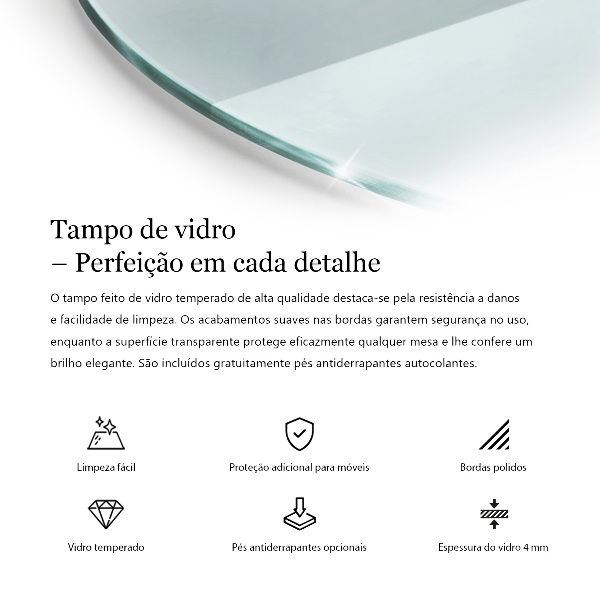 Pracovní deska z tvrzeného skla Průhledná