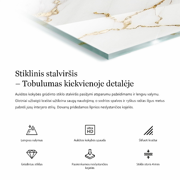 Obdélníková stolová deska Stylový mramorový vzor