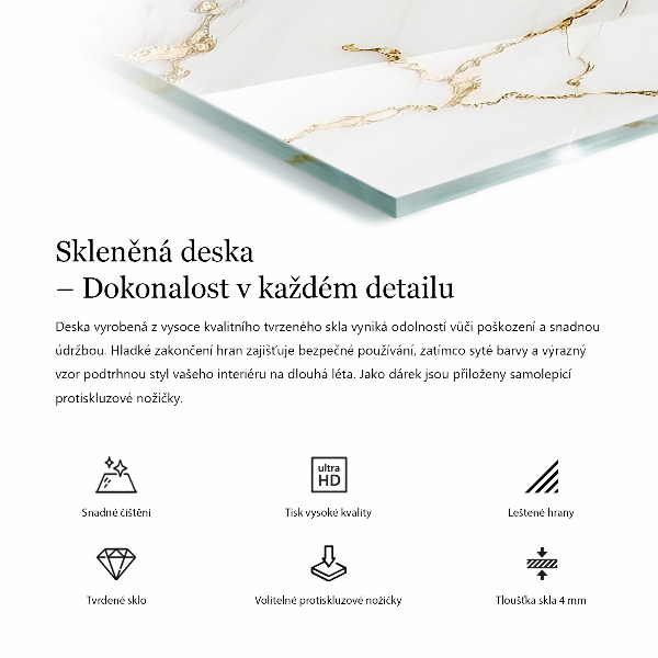 Obdélníková stolová deska Mramorové žíly v designu