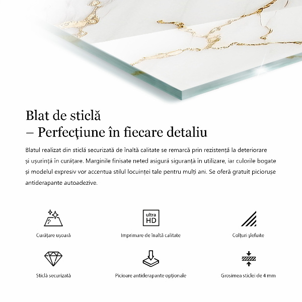 Obdélníková stolová deska Mramorové žíly v designu