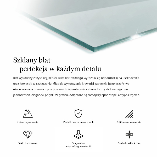 Průhledná obdélníková deska na stůl