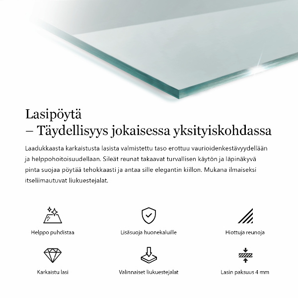 Průhledná obdélníková deska na stůl