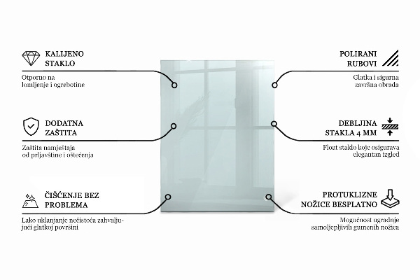 Deska na stůl Průhledná obdélníková