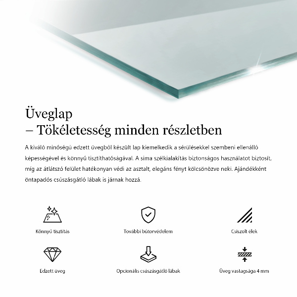 Průhledná obdélníková deska na stůl