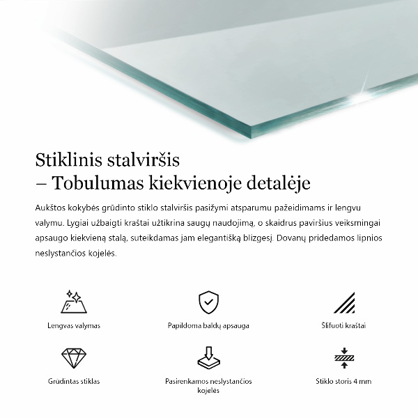 Průhledná obdélníková deska na stůl