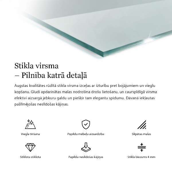 Průhledná obdélníková deska na stůl